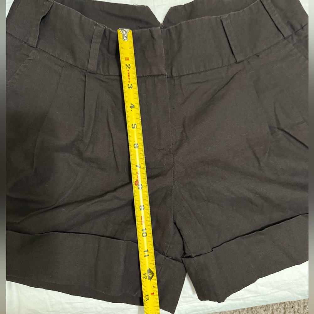 Old Money Willi Smith Chocolate Brown Mid/High Waist Linen Shorts Sz 6 - Picture 5 of 8
